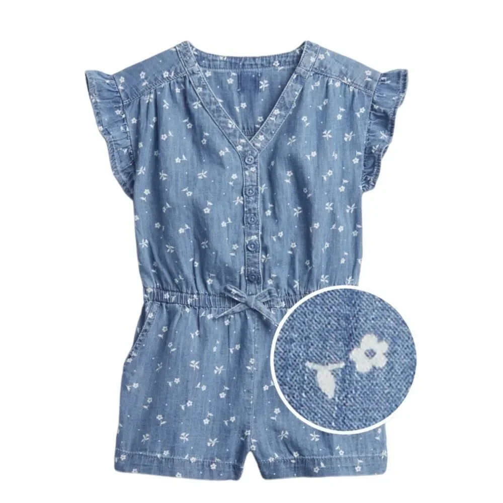 GAP Kids | Blue | Floral Print Denim Romper